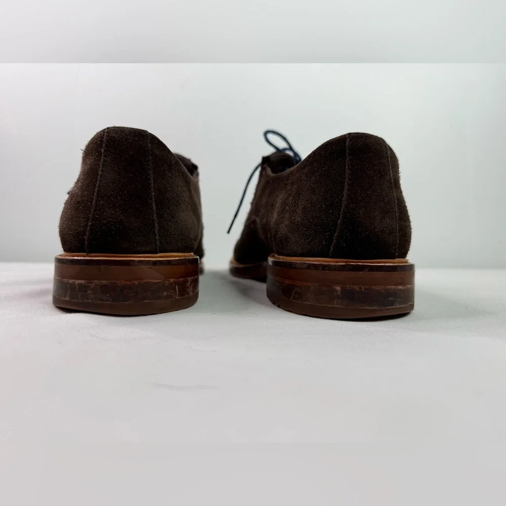 Joseph Abboud Dark Brown Leather Suede Plain Toe Oxford Shoes Size 10